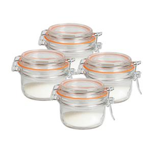 Weckpot/inmaakpot - 4x - 140 ml - glas - met beugelsluiting - D9 x H7 cm