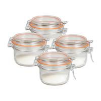 Weckpot/inmaakpot - 4x - 140 ml - glas - met beugelsluiting - D9 x H7 cm - thumbnail