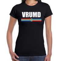 Vrumd met vlag Groningen t-shirts Gronings dialect zwart voor dames - thumbnail