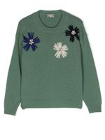 Il Gufo pull en laine à fleurs brodées - Vert - thumbnail