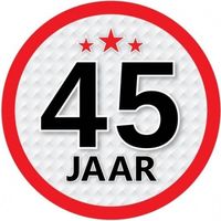 10x 45 Jaar leeftijd stickers rond verjaardag versiering - Feeststickers