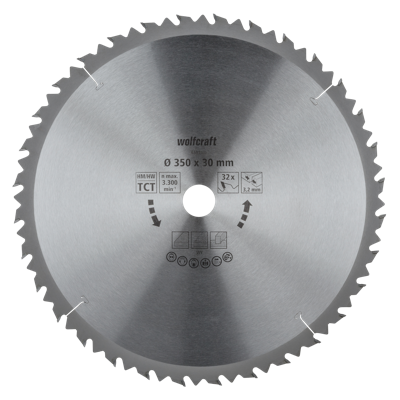 Wolfcraft Tafelcirkelzaagblad | HM | 32 Zähne | Ø350mm | 1 stuk - 6593000