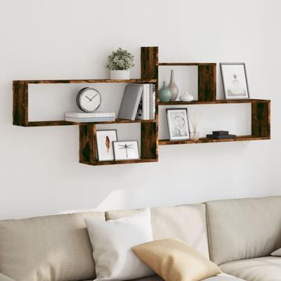 Wandschap 167,5x18x68 cm bewerkt hout gerookt eikenkleurig