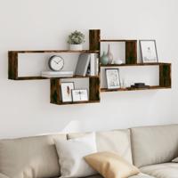 Wandschap 167,5x18x68 cm bewerkt hout gerookt eikenkleurig