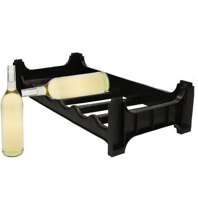 Wijnflessenrek stapelbaar - 6x flessen - zwart - kunststof wijnrek