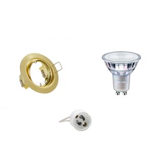 LED Spot Set - GU10 Fitting - Inbouw Rond - Mat Goud - Kantelbaar Ø83mm - Philips - MASTER 927 36D VLE - 3.7W - Warm Wit 2200K-2700K - DimTone Dimbaar