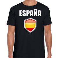 Spanje vlag thema landen t-shirt - zwart - voor heren - Supporters kleding - korte mouwen