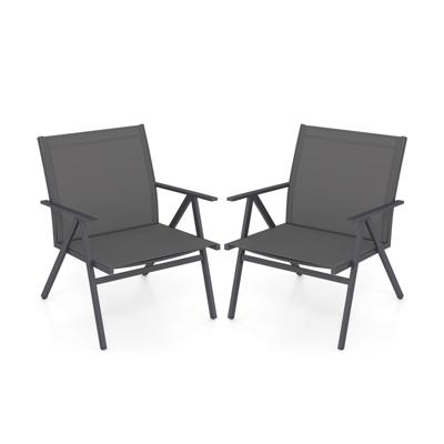 2-delige set Tuinstoelen met Ademende Stof Balkonstoelen Terrasstoelen Grijs