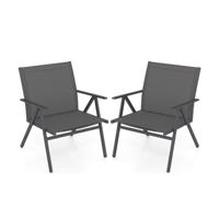2-delige set Tuinstoelen met Ademende Stof Balkonstoelen Terrasstoelen Grijs