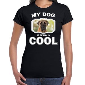 Mastiff honden t-shirt my dog is serious cool zwart voor dames