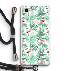 Flamingo bladeren: Pixel 3 Transparant Hoesje met koord