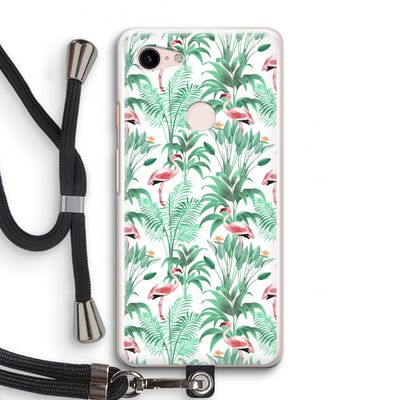 Flamingo bladeren: Pixel 3 Transparant Hoesje met koord