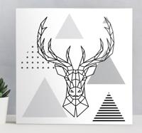 Andere dieren schilderij op canvas Zwart-wit rendier tekening Andere dieren schilderij op canvas Zwart-wit rendier tekening