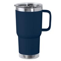 Warmhoudbeker/thermosbeker STACY - tumbler - grote koffiebeker - RVS - donkerblauw - 590 ml