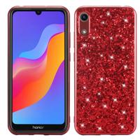 Glitter poeder schokbestendig TPU Case voor Huawei Honor Play 8A (rood)