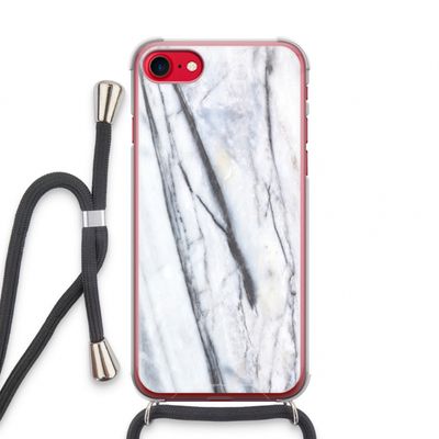 Gestreepte marmer: iPhone SE 2020 Transparant Hoesje met koord