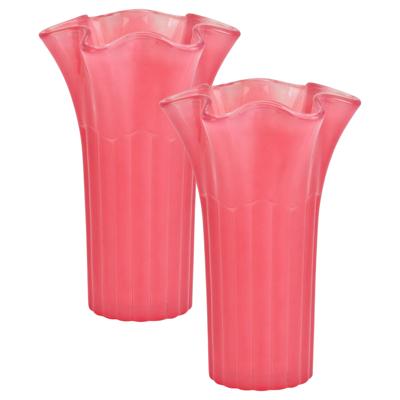 Atmosphera Bloemenvaas - 2x - roze - D16 x H25 cm - glas - hoge vaas