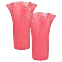 Atmosphera Bloemenvaas - 2x - roze - D16 x H25 cm - glas - hoge vaas