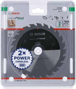 Bosch Accessories Bosch 2608837671 Hardmetaal-cirkelzaagblad 140 x 20 mm Aantal tanden: 24 1 stuk(s)