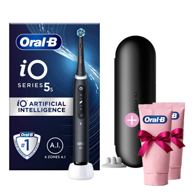 Oral-B iO Series 5S Black + 2x Gratis Oral-B 3D-White Arctic Fresh Tandpasta