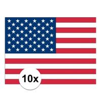 10x Stickertjes van vlag van de USA   -