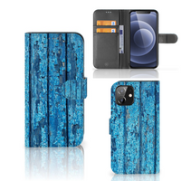 iPhone 12 | 12 Pro (6.1") Book Style Case Wood Blue - thumbnail