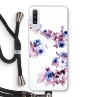 Waterverf bloemen: Samsung Galaxy A70 Transparant Hoesje met koord