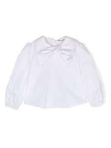 Monnalisa blouse à détail de nœud en coton - Blanc