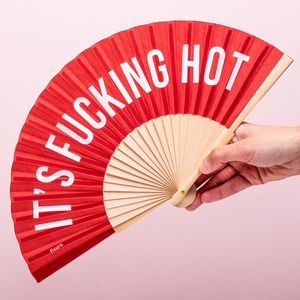Houten Waaier It&apos;s Fucking Hot - Rood