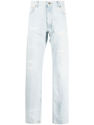 424 jean droit à effet usé - Bleu