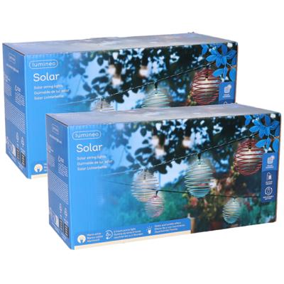 Lumineo Lichtsnoer op zonne-energie - 2x snoertjes - tuinverlichting - 470 cm - lichtslinger