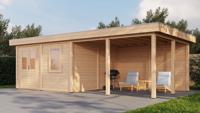 Lugarde Select Modern tuinhuis met overkapping Amstelveen 388x388cm + 400cm - Onbehandeld- Plat dak- - Lugarde Select