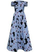 Rebecca Vallance robe mi-longue Georgina à fleurs brodées - Bleu