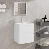 Wastafelkast met wasbak en spiegel wit