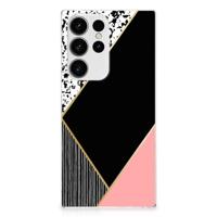 Samsung Galaxy S23 Ultra | TPU Hoesje | Zwart Roze Vormen