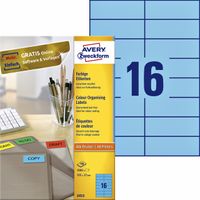 Etiket Avery Zweckform 3453 105x37mm blauw 1600stuks