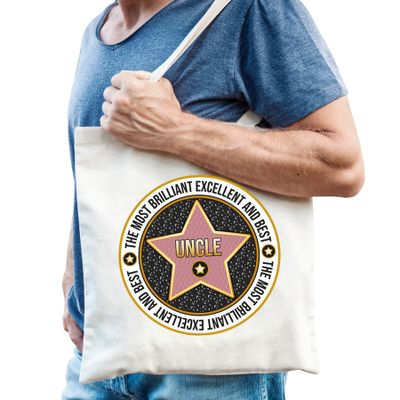 Cadeau tas voor uncle/oom - wit - katoen - 42 x 38 cm - bedankje - verjaardag Cadeau tas voor uncle/oom - wit - katoen - 42 x 38 cm - bedankje - verjaardag