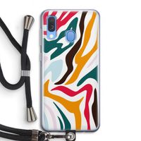 Colored Zebra: Samsung Galaxy A40 Transparant Hoesje met koord