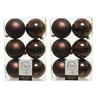 12x Kunststof kerstballen glanzend/mat donkerbruin 8 cm kerstboom versiering/decoratie - Kerstbal - thumbnail