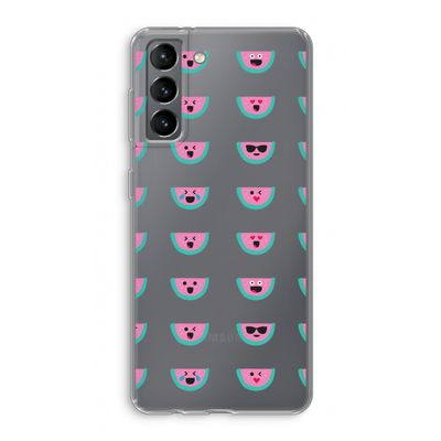 Smiley watermeloenprint: Samsung Galaxy S21 Transparant Hoesje