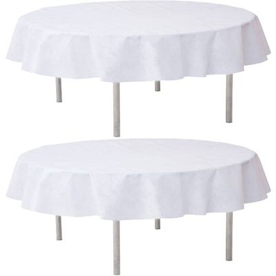 2x Bruiloft witte ronde tafelkleden/tafellakens 240 cm non woven polypropyleen