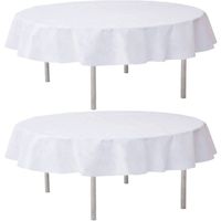 2x Bruiloft witte ronde tafelkleden/tafellakens 240 cm non woven polypropyleen - thumbnail