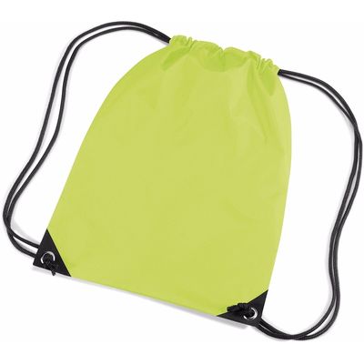 Lime nylon touwtjes rugzak / rugtas