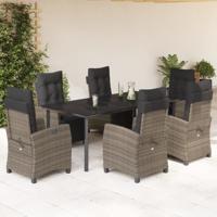 7-delige Tuinset met kussens poly rattan grijs