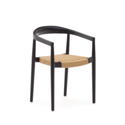 Kave Home Ydalia stoel Beige teakhout zwart