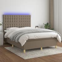 Boxspring met matras en LED stof taupe 140x190 cm