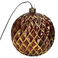 Anna Collection glazen kerstbal - met verlichting -D15 cm -antiek goud - kerstverlichting figuur