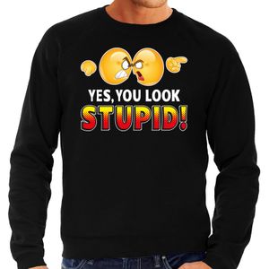 Yes you look stupid emoticon fun trui heren zwart 2XL (56)  -