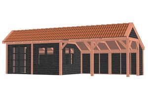 Trendhout Kapschuur De Stee 980x360 cm - Combinatie 1- Kapschuurdak- Onbehandeld lariks Douglas hout- Trendhout