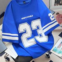 Bon&Bon Sporsity Heren T-shirt - Oranje Gestreept Oversized Fit Blauw / XL